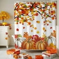 thumbnail image 3 of Shower Curtain 36"W x 78"L Autumn Maple Leaves Thanksgiving Pumpkins Fabric Shower Curtains Set with Hooks Water Repellent Bathroom Curtains Machine Washable Bathroom Accessories, 3 of 6