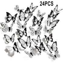 LAMIRO 12/24PCS Wall Stickers Bedroom 3D Butterfly Accessories Black