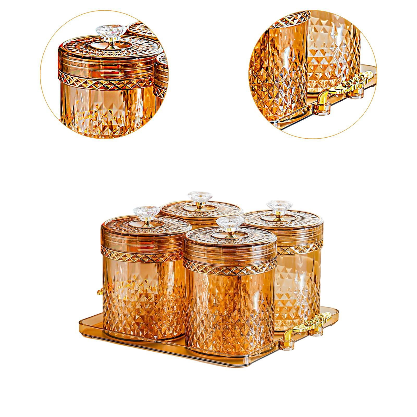 kowaku Food Storage Container Set Airtight Jar with Lid Compact Divided Compartments Sturdy Versatile Spice And Storage Suitable for Home Use Entertaini Amber