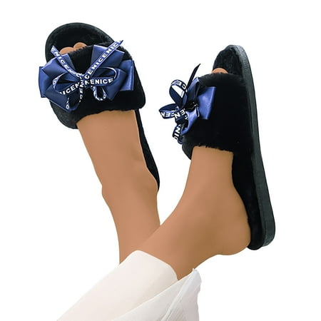 

Oyedens Womens Fuzzy Slippers Bowknot Open Toe Indoor Outdoor House Slippers for Women Fluffy Slides