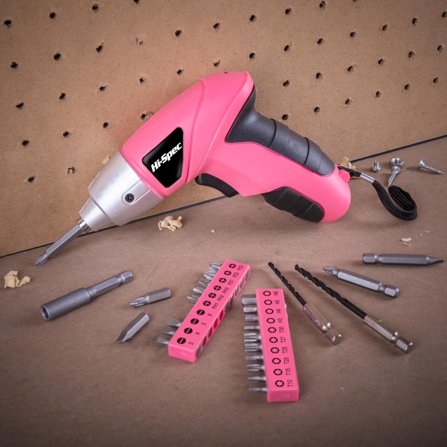 General Small Electric Screwdriver, Mini Drill Set, Rechargeable 3.6V Cordless Screwdriver with 26 Driver Bits, Power Tool for Small Projects & Home Use, Pink