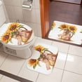 thumbnail image 5 of Summer Sunflowr Bathroom Rugs Set Vintage Garden Floral Yellow Plants Non Slip Absorbent Soft Bath Mats 3 Piece Set with Bathroom Rug, U-Shaped Floor Mat, Toilet Seat Cover Large Size, 5 of 9