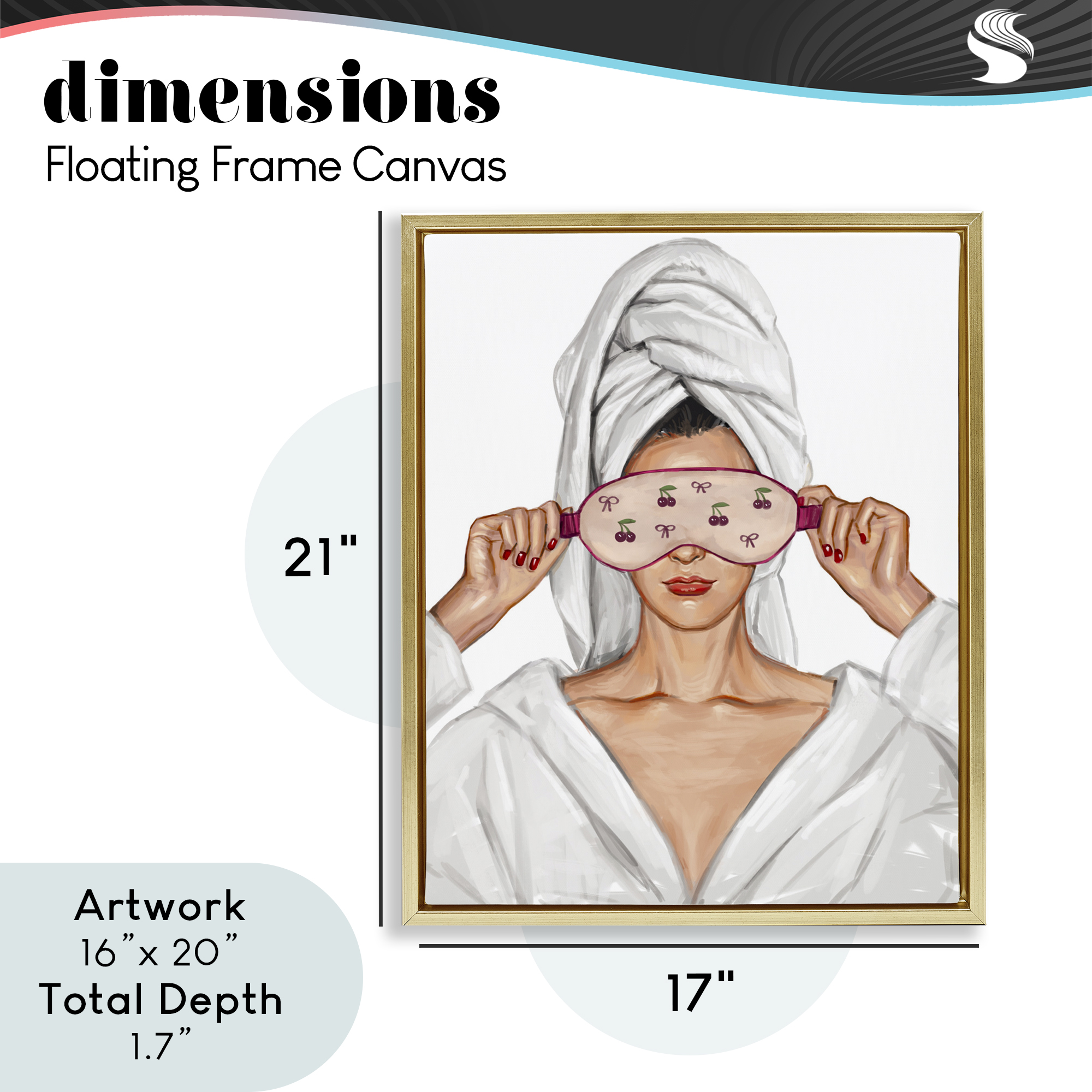Cherry Eye Mask Fashionista Gold Framed Floater Canvas Wall Art, design by Ziwei Li