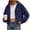 Navy, variant on Hooded Zip Women Cropped Jackets Long Sleeve Sweatshirt with Pocket,Drop Shoulder Casual Fall Winter Daily Home Outdoor Wear,Green,M