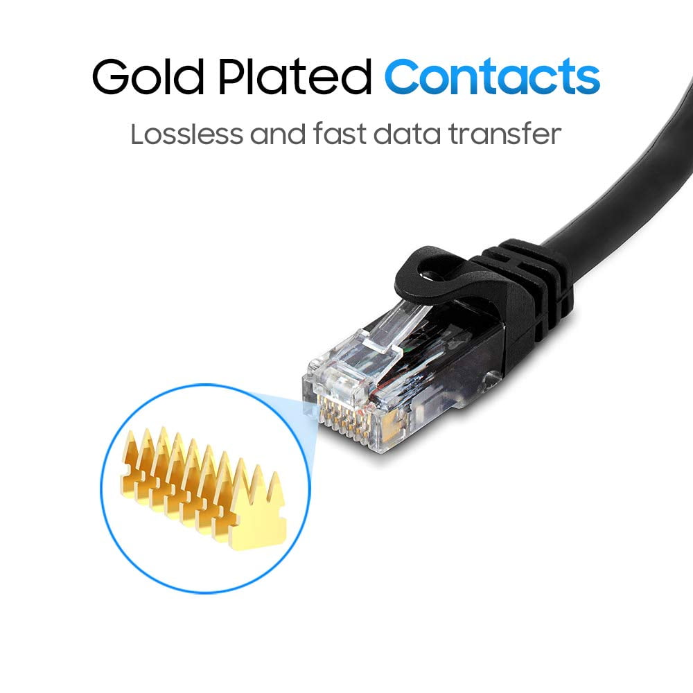 Cmple - 50 Pack Cat 6 Ethernet Cable 1.5 ft 10Gbps Internet Cables with RJ45 Connectors 550MHz Cat6 Patch Cord for Computer, WiFi Router, Modem - Black