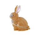 thumbnail image 1 of Golden Rabbit Hinged Trinket Box - Hand-Plated Enameled Jewelry Box for Thanksgiving Day Gift - Cute Animal Ornament for Home Decor, 1 of 4