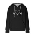 thumbnail image 4 of Dasayo Black Women's Sweatshirts for Women Long Sleeve Waffle Knit Drawstring Pocket Heart Prints Hoodies Women Shirts M, 4 of 4