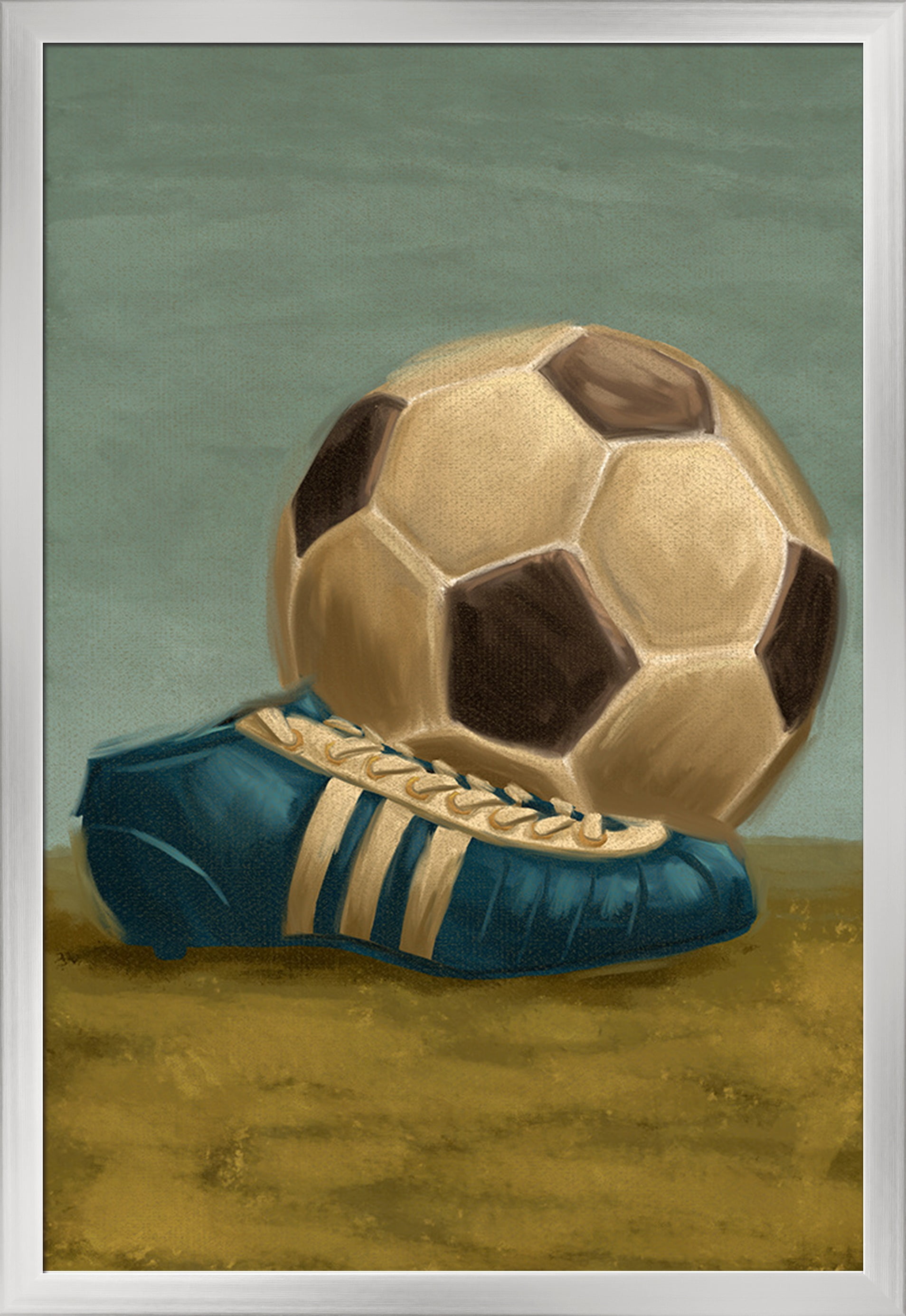 Soccer Ball & Cleat Oil Painting Lantern Press Artwork (24x36