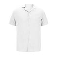 thumbnail image 4 of JingHai Mens Shirts Clearance,Men's Casual Button Down Shirts Short Sleeve Regular Fit Untucked Dress Shirts Knit Textured Cotton Linen Shirt White XXL, 4 of 5