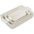 thumbnail image 3 of Ceramic Bakeware Set, Rectangular Baking Dishes, Oven, Microwave & Dishwasher Safe, Set of 3 (Cream), 3 of 6