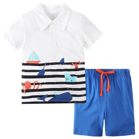 

ZRBYWB Toddler Baby Boy Short Sleeve Sets Outfits Shorts Solid Collar Shirt Top Suits Birthday Park Holiday Beach Sets Summer Clothes