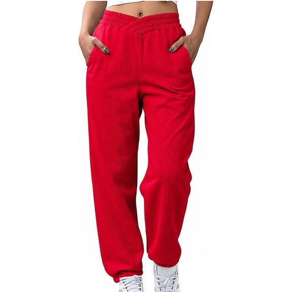 fatyb Women's V Crossover Sweatpants High Waisted Baggy Joggers Elastic Bottom Athletic Pants for Women