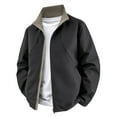 thumbnail image 4 of Men's Stand Collar Jackets Solid Color Casual Clothes Comfort Zipper Pocket Outerwear Long Sleeve Coats, 4 of 7