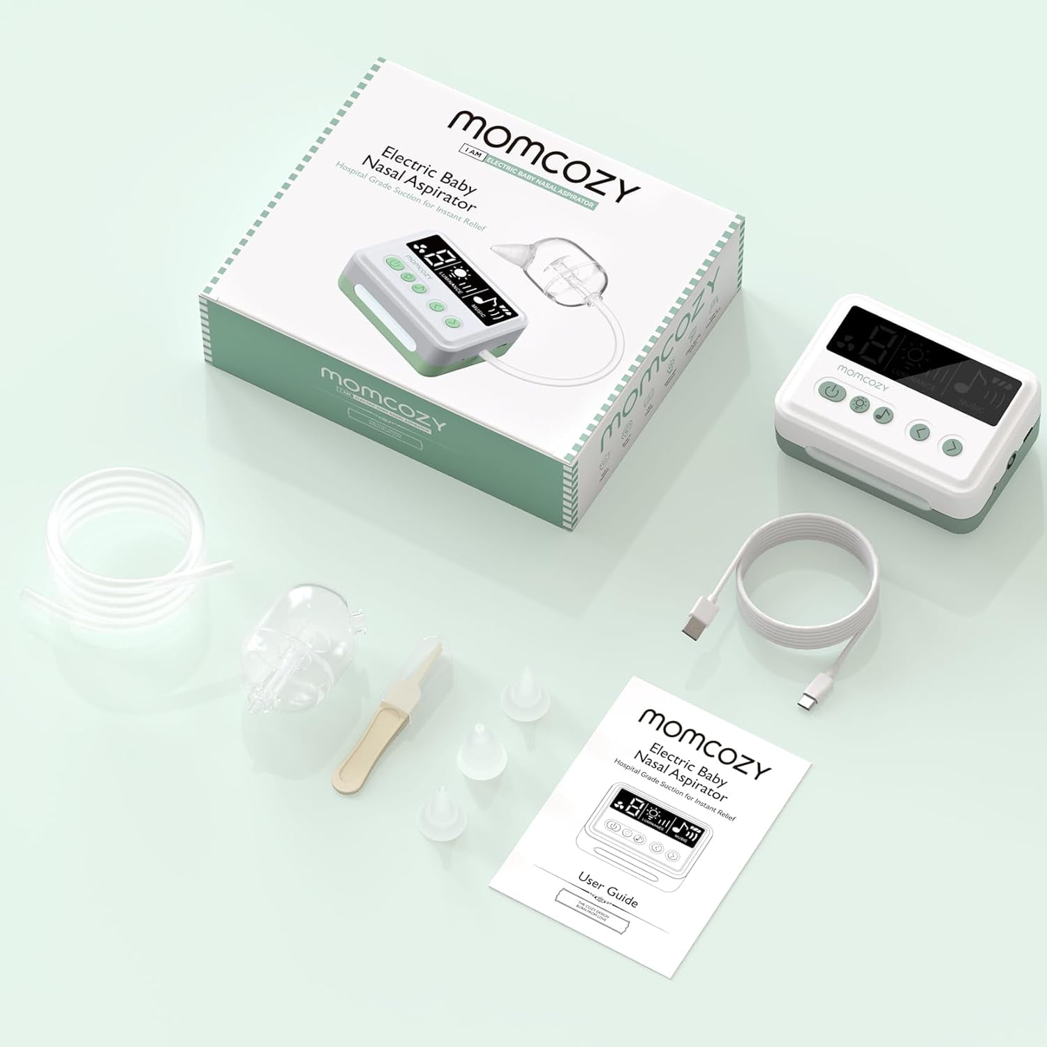 Momcozy Nasal Aspirator for Toddler, 65kPa Electric Nose Aspirator for Toddler, Baby Nose Sucker with 9 Suction Levels, 3 Silicone Tips, Nose Cleaner
