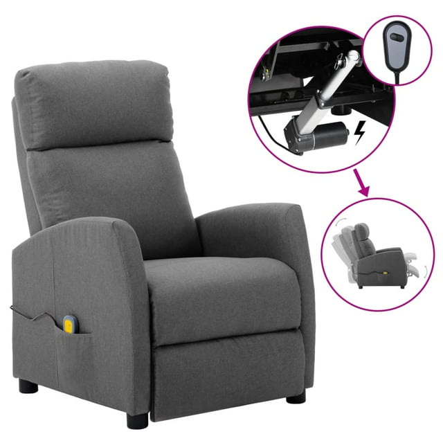 vidaXL Electric Massage Chair Light Grey Fabric