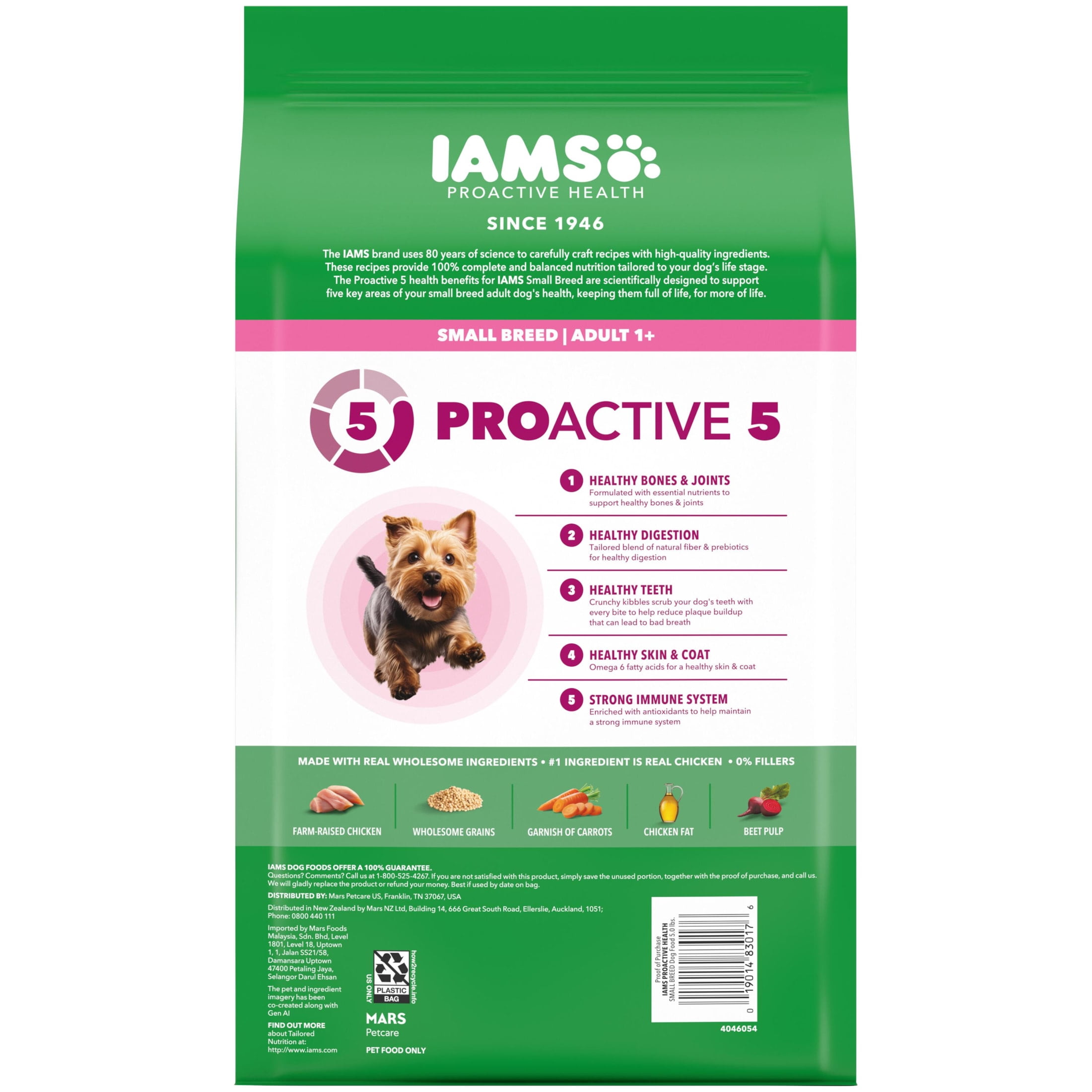(4 pack) IAMS Proactive Health Small Breed Adult Chicken & Whole Grain Dry Dog Food 5 lb Bag