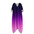 thumbnail image 5 of aohooy 3/4 Sleeve Loose Fitting Dress for Women Gradient Color Flowy Maxi Dress V Neck Dressy Casual Summer Sundress with Pockets Purple,M, 5 of 7