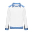 thumbnail image 6 of LangJing Waffle Denim Patchwork Long Sleeve Shirts for Women 2026 Dressy Casual Color Block Spring Tops Loose Collar Work Blouses White,XL, 6 of 6