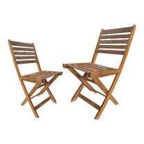 Set of 2 Folding Patio Chairs, Foldable Acacia Wood Seats, Backyard, Balcony, Porch, & Garden Furniture for Adults, by Patio Wise