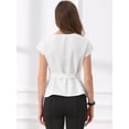thumbnail image 3 of DARING DIVA Women's Cap Sleeve Top Boat Neck Belted Peplum Tops M White, 3 of 6