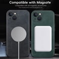thumbnail image 6 of ELEHOLD For iPhone 14 Plus Luxury Leather Magnetic Shockproof Case Slim Drop Protection Cover, Lens & Screen Protection, Compatible with Magsafe, Skin-Friendly, Green, 6 of 9