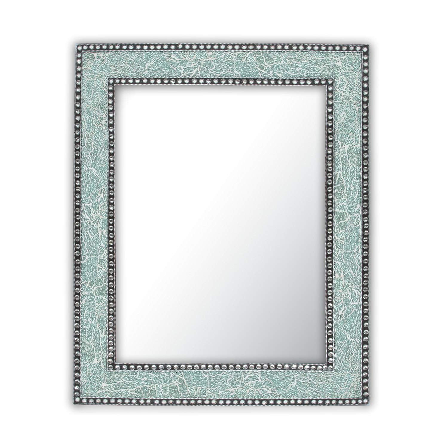 Mint Green Crackled Glass Decorative Wall Mirror 30X24 Mosaic Glass