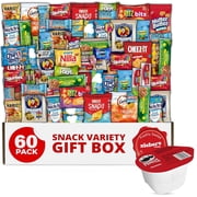 Snack Box Care Package Gift Box - Large Variety Snack, Candy & Treats for College Students, Adults, Kids, and Office Treats - 60 Count