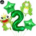 thumbnail image 3 of Decoración de cumpleaños de rana, pancarta con globos de papel de aluminio Mylar de rana verde, mantel para baby shower, suministros para fiestas de cumpleaños con temática de ranas en el jardín, 3 of 5