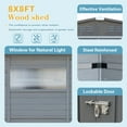 thumbnail image 4 of 8 ft. W x 8 ft. D Outdoor Iron & Solid Wood Tool Storage Shed with Two Doors and Windows, 4 of 7