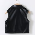 thumbnail image 3 of Ecqkame Children's Faux Leather Vests Sleeveless Motorcycle Jacket Solid Color Zipper Pockets Coat for Boys Girls 1-10 Years Black 120, 3 of 7