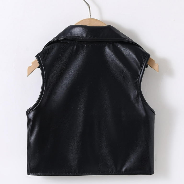 Miluxas Kids Faux leather Vest Motorcycle Dress Casual Vest Jacket
