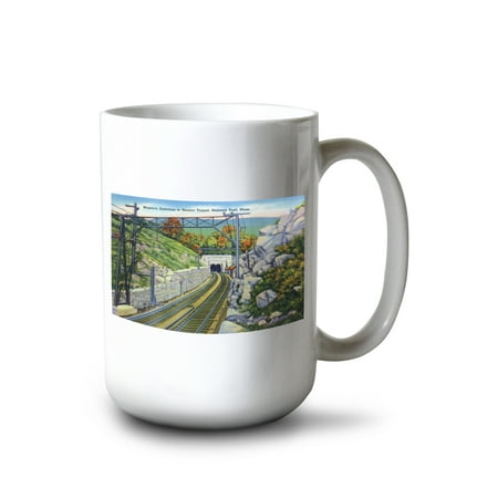 

15 fl oz Ceramic Mug Berkshire Mountains MA Mohawk Trail View of W. Entrance to Hoosac Tunnel Dishwasher & Microwave Safe