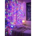 thumbnail image 4 of Ahot  300 LED Fairy Curtain Lights, 9.8ft x 9.8ft Multicolor Curtain String Lights, USB Plug in 8 Lighting Modes Christmas String Hanging Lights with Remote for Bedroom Indoor Outdoor Party Xmas, 4 of 14