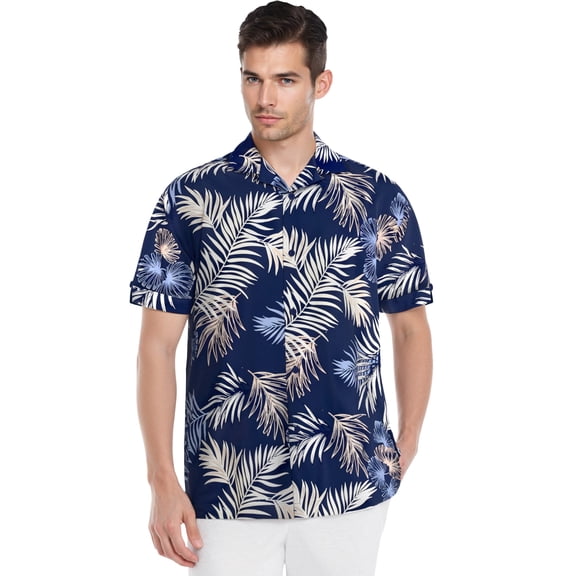 Havanera Men's and Big Men's Tropical Leaves Short Sleeve Woven Shirt, Sizes S-3X