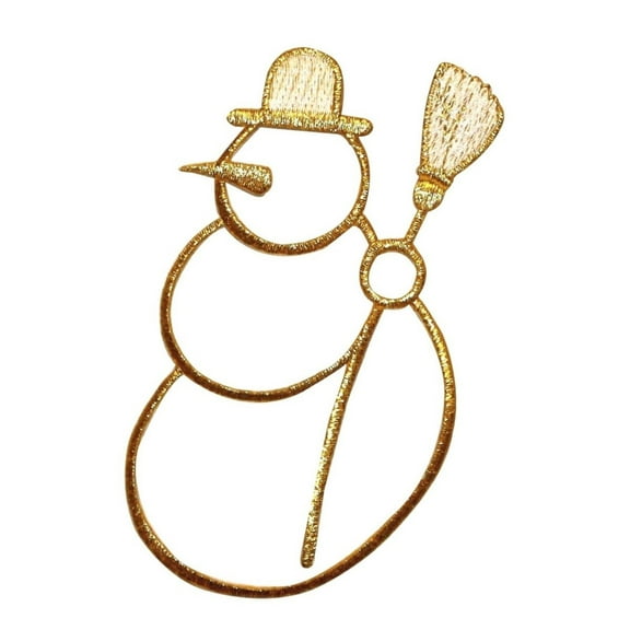 ID 8026 Snowman Outline Patch Christmas Winter Snow Embroidered Iron On Applique