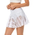 thumbnail image 4 of Gustave Women's Lace Crochet Swim Skirt Swimsuit Skorts Bikini Bottoms Beach Elastic Waist A-Line Short Skirt Swimdress with Brief "White, L", 4 of 8