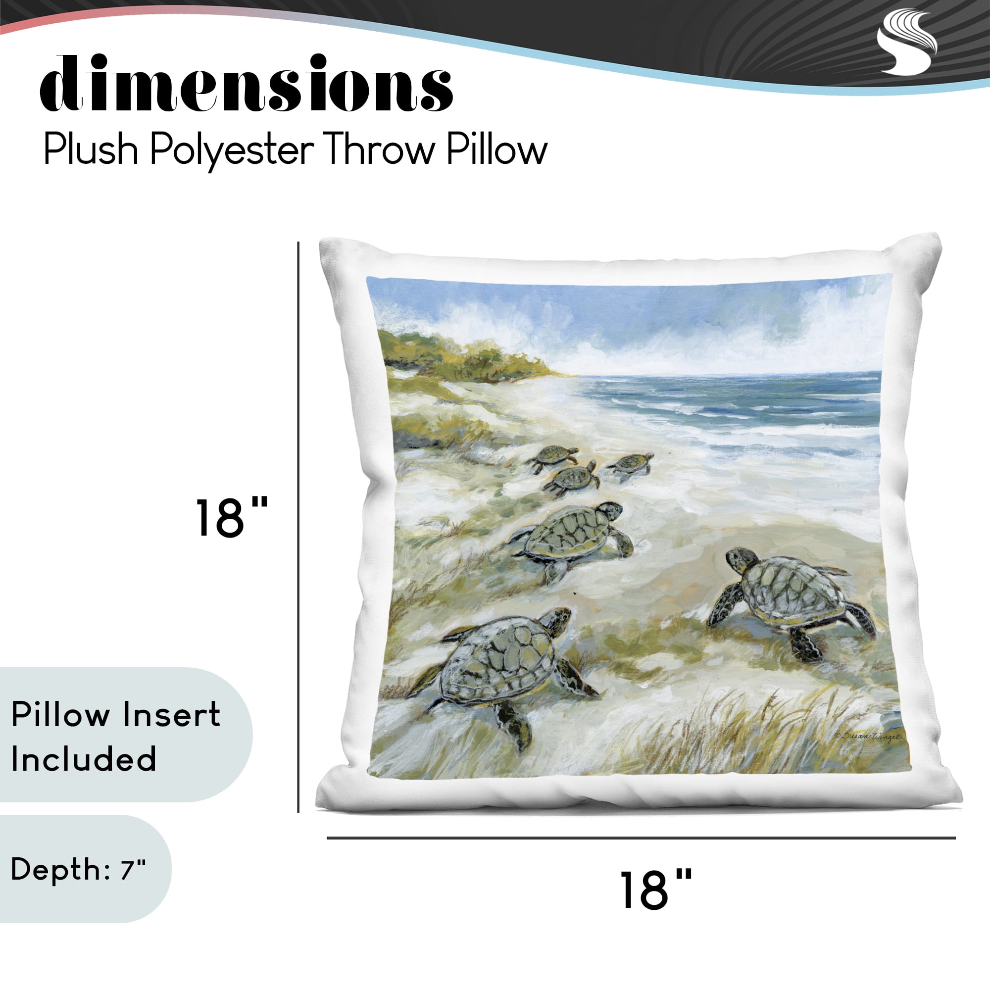 Stupell Industries Baby Sea Turtles on Beach Decorative Printed Throw Pillow, design by Susan Winget, 18 x 7 x 18