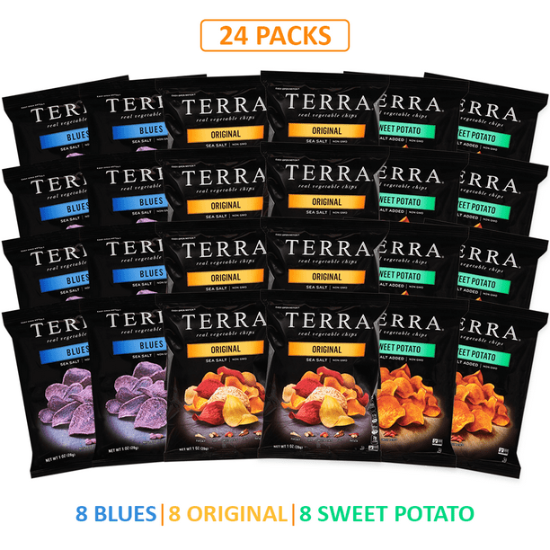 TERRA Original, Blue & Sweet Potato Sea Salt Chips, 1 oz, 24 Count