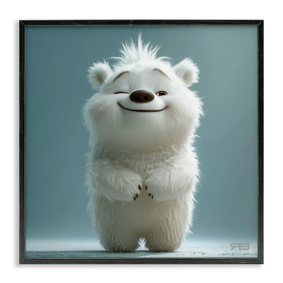 Stupell Industries Smiling Polar Bear Cub Animals Painting Black Framed Art Print Wall Art, 12 x 12