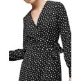 thumbnail image 6 of Xuanfei Women Polka-dot Print V Neck Lace Up Lantern Long Sleeve Midi Dress, 6 of 7
