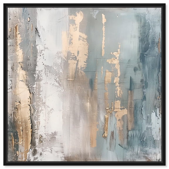 Ebony Veil (V) Canvas Minimal Abstracts by Art Remedy, Black Frame, 12" x 12"