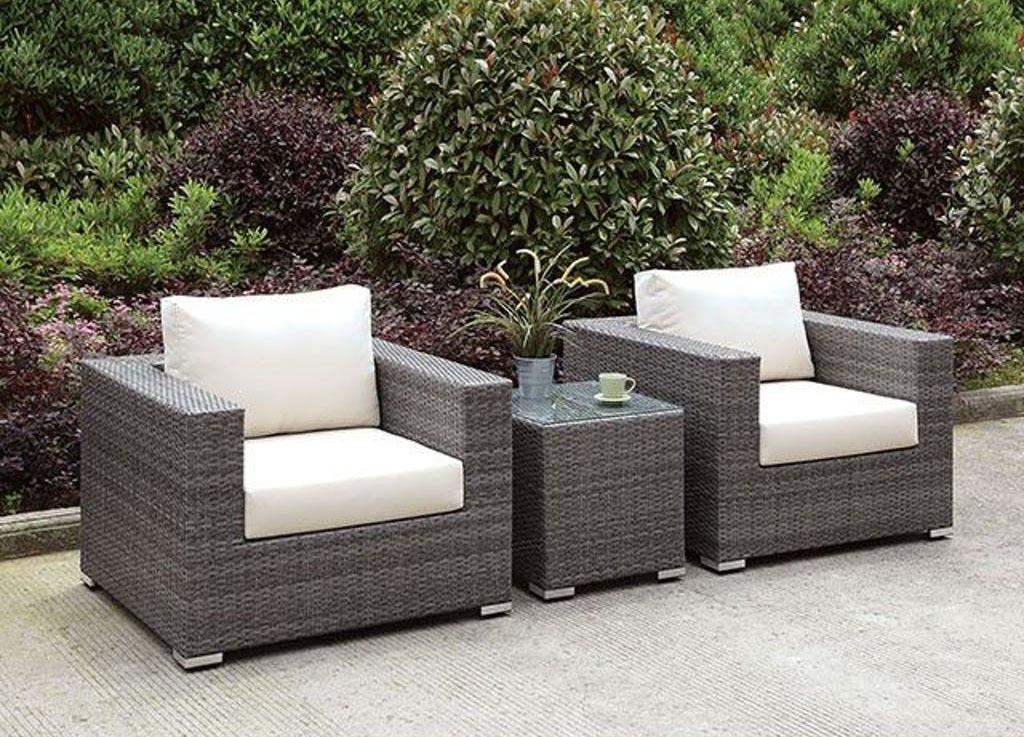 Patio Lounge Chairs W/ End Table Set 3Pcs Furniture of America Somani - image 1 of 3