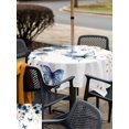 thumbnail image 5 of Outdoor Tablecloth with Umbrella Hole for Patio/Picnic/Party/Camping, Navy Blue Spring Floral Waterproof Table Cloth Square Cover Washable, Farmhouse Butterfly Watercolor (54"x 54"), 5 of 8