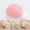 thumbnail image 4 of 2Pcs Double Sides Face Brushs,Facial Cleansing Brush 2 in 1,3D Stand Vertical Silicone Facial Wash Brush,Applicable to Sensitive, Delicate, Dry Skins(Pink), 4 of 6