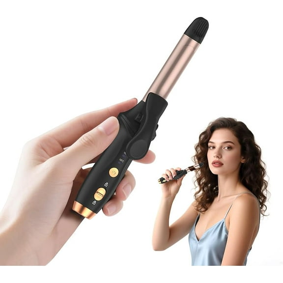 Cordless Curling Iron Hair Curler: Mini USB Rechargeable 4000 mAh 3 Temp Setting Travel Portable 200 Million Negative Ion 2 in 1 for Long Short Hair