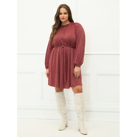 ELOQUII Elements Plus Size Tie-Waist Easy Dress