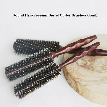 Round Hairdressing Barrel Curler Brushes Comb Salon Wooden Hairdressing Hairbrush Antistatic Heat