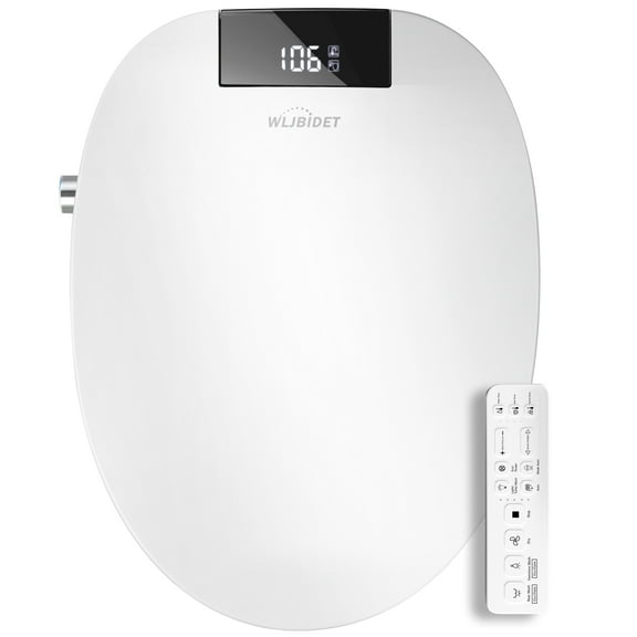 WLJBIDET Electric Bidet with Heated Toilet Seat,Instant Heated Water&Warm Air Drying,Temperature Adjustable,Side Panel Control,Night Light,Elongated