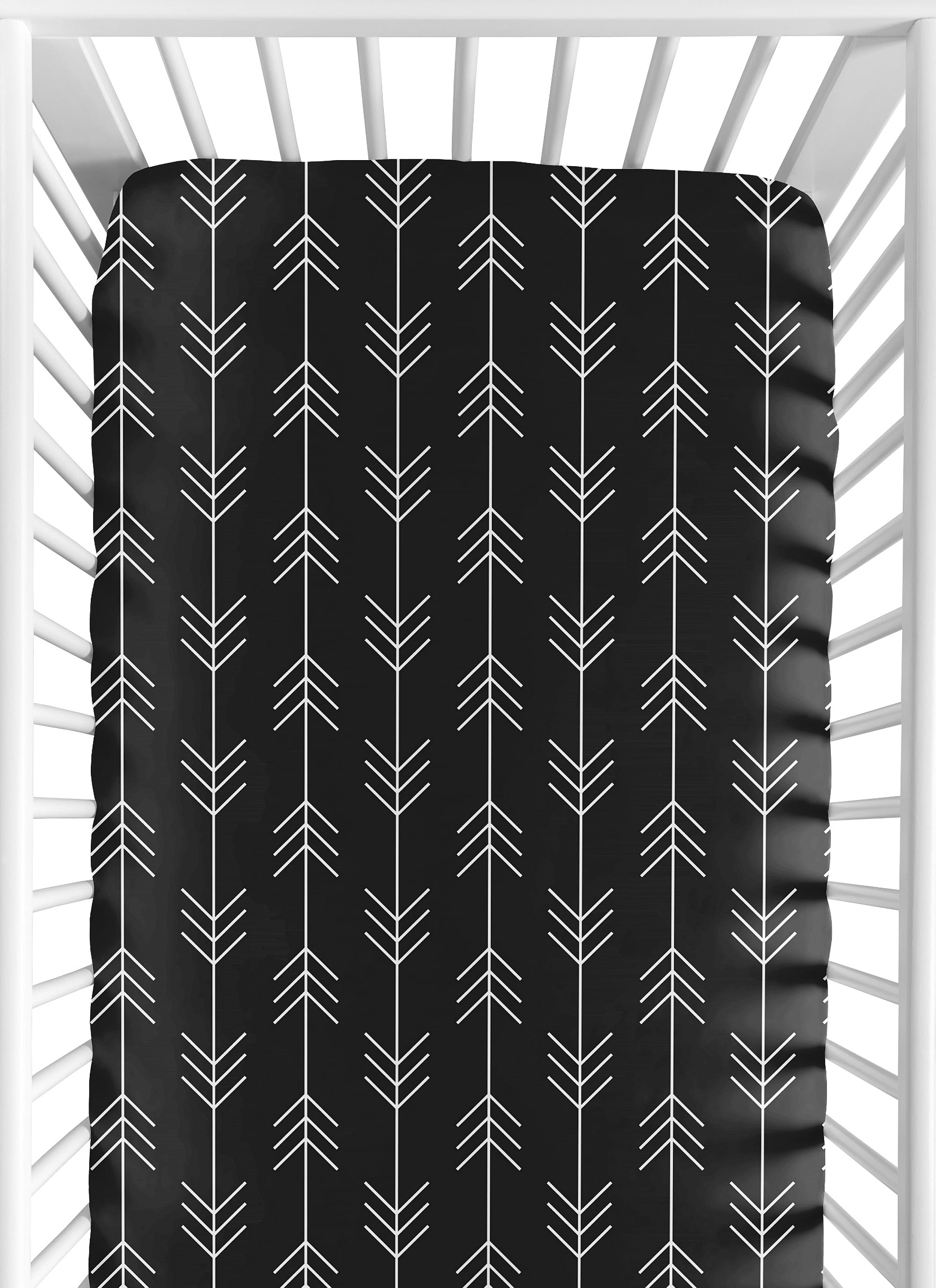 Black and White Woodland Arrow Baby or Toddler Fitted Crib Sheet for Rustic Patch Collection by Sweet Jojo Designs