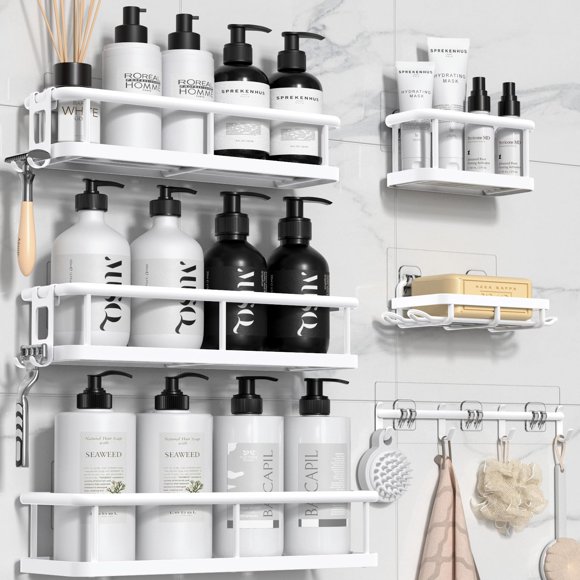 Carrito de ducha YASONIC, paquete de 6 unidades de gran capacidad con soporte para jabón, color blanco